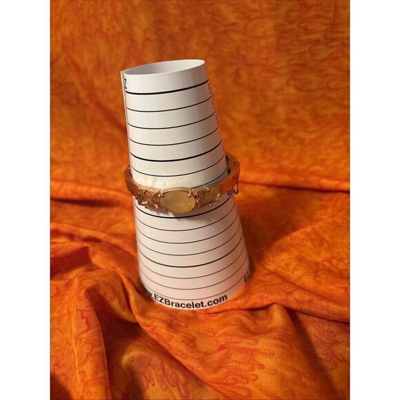 Kate Spade New York Oval/Rectangular Glass Gold Tone Hinged Bangle Size 6.75 - Picture 6 of 15